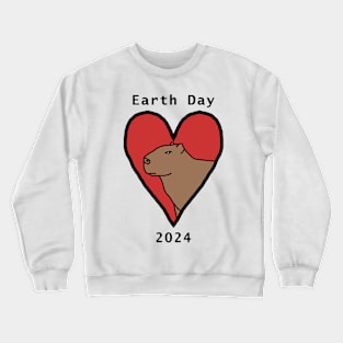 Earth Day 2024 Capybara Heart Crewneck Sweatshirt